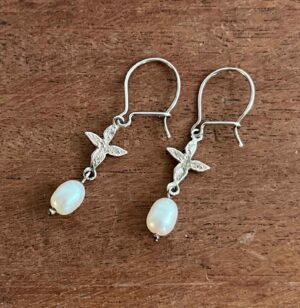 Silver lilac with pearl earring (15).   Jewellery by Holly Belsher. Silver.