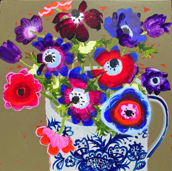 Blown Anemones. Still Life Floral Paintings by Emma Dunbar. Acrylic on panel.