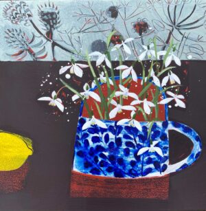 Snowdrops & Dried Flowers. Still Life Floral Paintings by Emma Dunbar. Acrylic on panel.