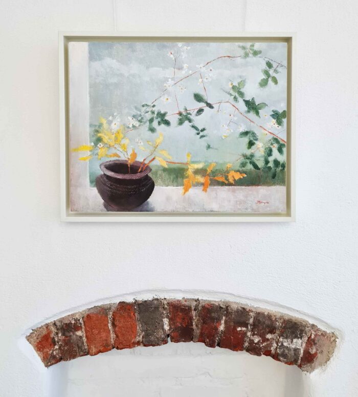 Oak & Bramble. Still Life Floral Paintings by Jane Brayne. Oil on panel.