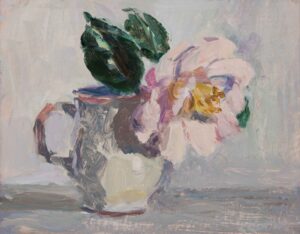 Camellia & Snowdrops. Still Life Floral Paintings by Lynne Cartlidge. .