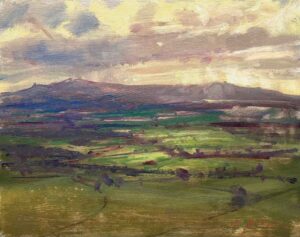 View to Dartmoor. Dartmoor Landscape Paintings by Maria Rose. Oil on board.