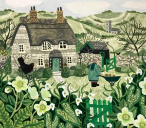 The January Garden. Birds & Animals Landscape Paintings by Vanessa Bowman. Oil on card.