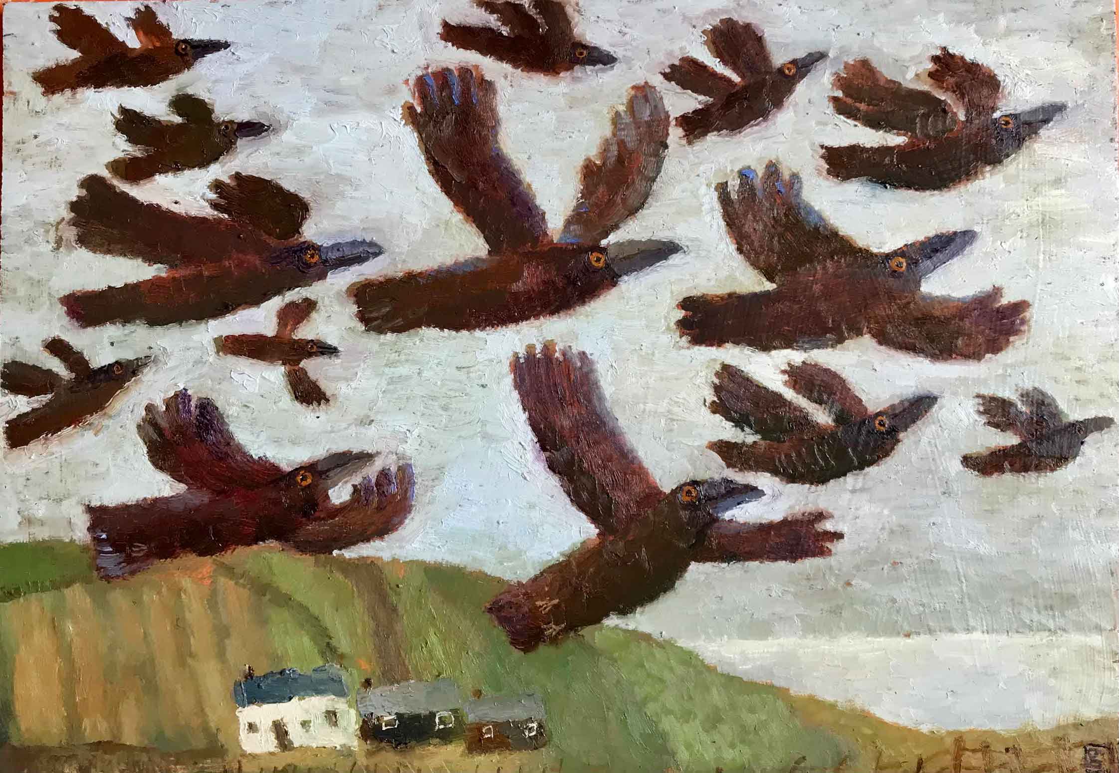 Top O'The Morning To You. Birds & Animals Seascape Paintings by Vanessa Cooper. Oil on board.