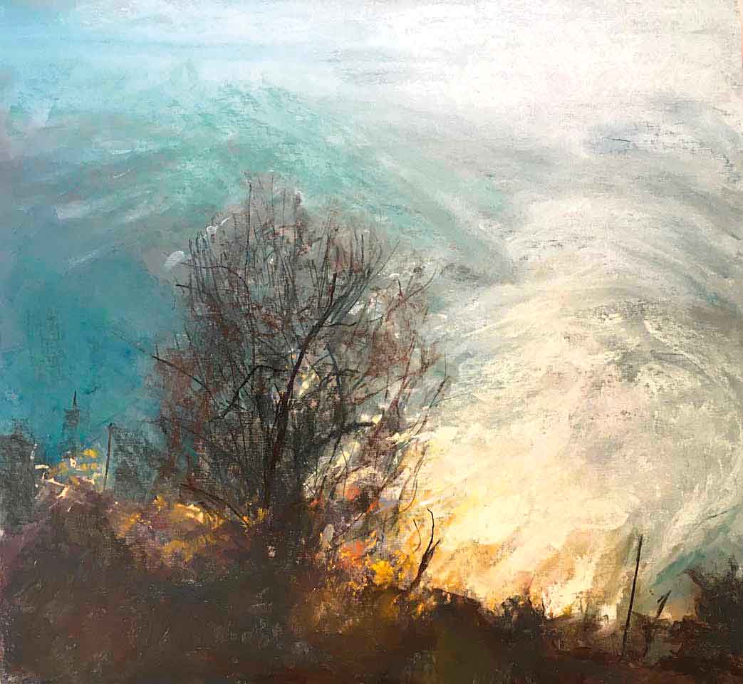 Broken Gold, Winter, Slapton Ley. Devon Landscape Paintings by Wendy McBride. Pastel.