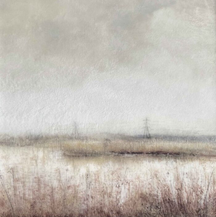 Distant Pylons. Landscape  Paintings by Anna Boss. Acrylic and pigment.