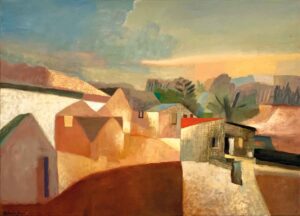 Outbuildings. Landscape  Paintings by Charlie Baird. Oil on canvas.