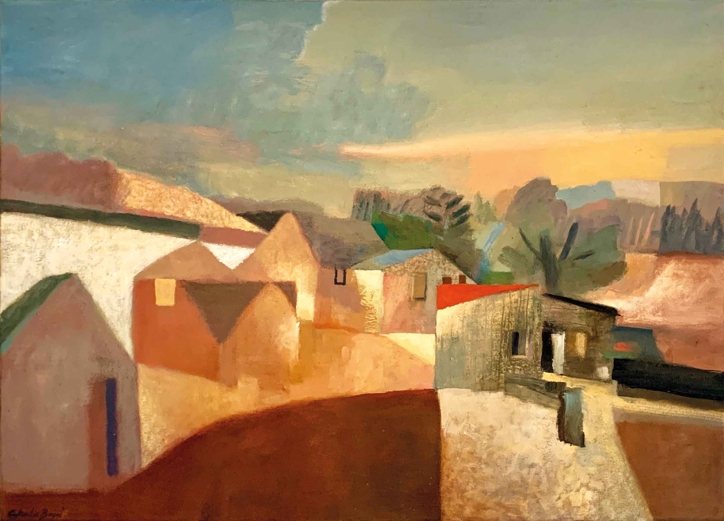 Outbuildings. Landscape  Paintings by Charlie Baird. Oil on canvas.