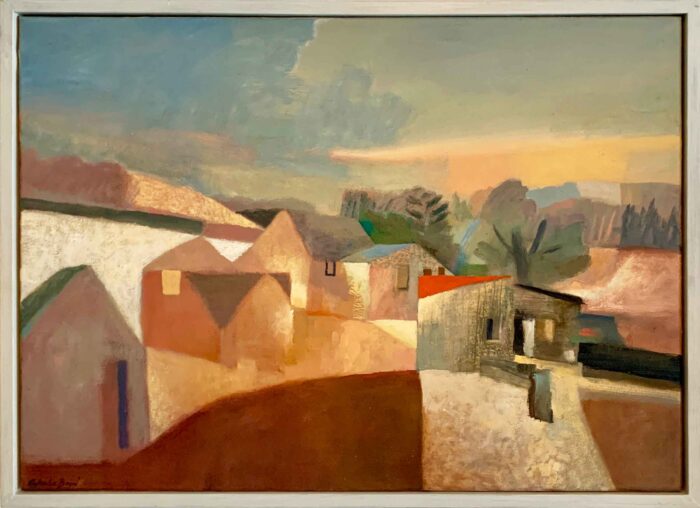 Outbuildings. Landscape  Paintings by Charlie Baird. Oil on canvas.