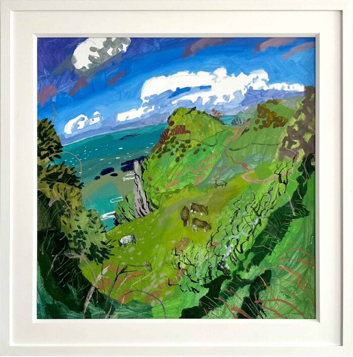 Bracing Spring Breezes. Devon Landscape Paintings by Mark Rochester. Acrylic on board.