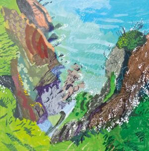 Bracing Spring Breezes. Seascape Devon Paintings by Mark Rochester. Acrylic on board.