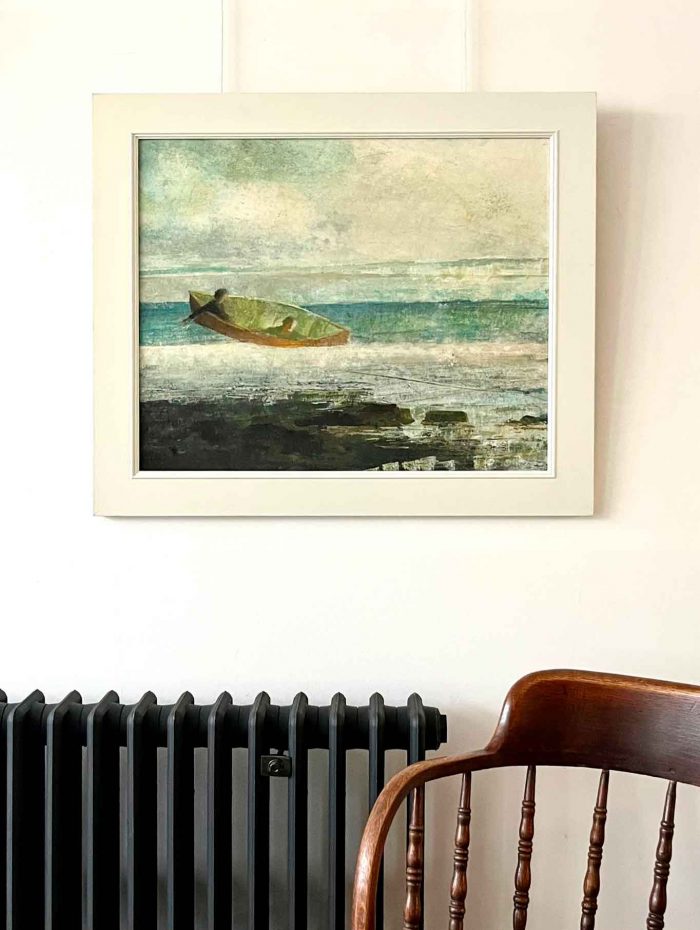 Along the Shore. Seascape Figurative Paintings by David Brayne. Acrylic & pigment on paper.