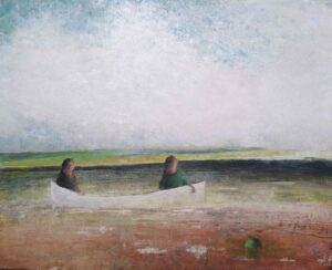 Green Buoy. Landscape Figurative Paintings by David Brayne. Acrylic & pigment on paper.