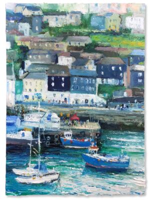 Feast Week, Mevagissey. Cornwall Landscape Paintings by David Morgan. Oil on board.