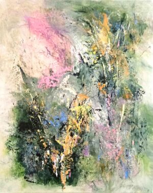 Wild Flowers (Roman Wall, Exeter). Abstract Floral Paintings by James Tatum. Oil & acrylic on canvas.