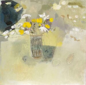 Still Life, Cow Parsley & Buttercups. Still Life Floral Paintings by Jo Aylward. Oil on panel.