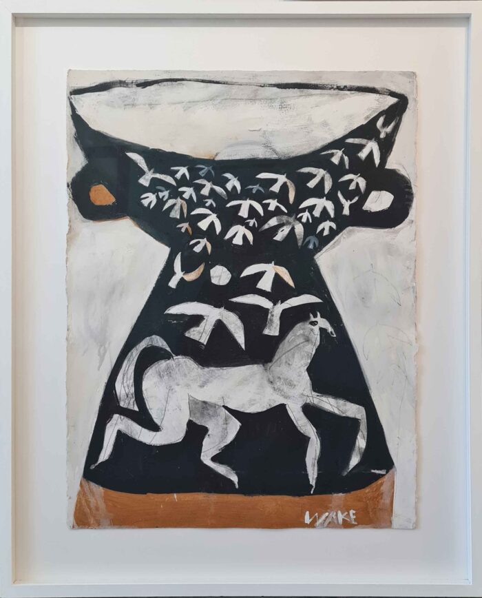 Horse Vase. Still Life Birds & Animals Paintings by Uncategorised. Mixed media on paper.