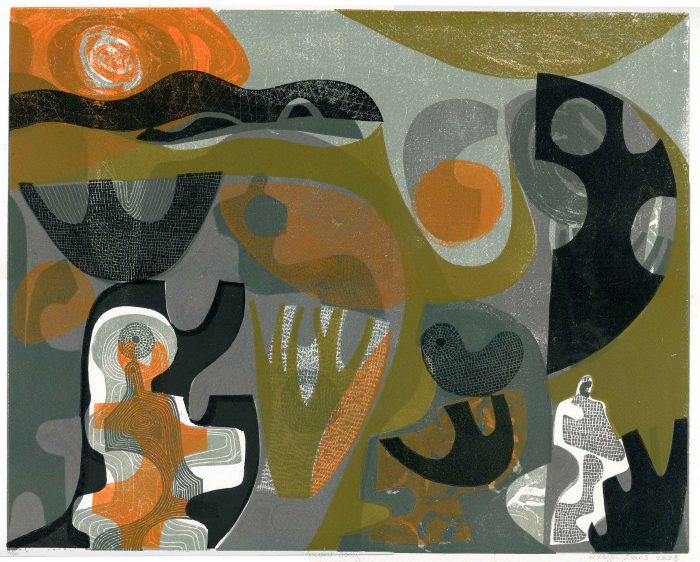 Ancient Song. Landscape Abstract Prints by Melvyn Evans. Linocut. Ancient Song. Landscape Abstract Prints by Melvyn Evans. Linocut.