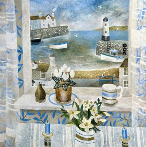A Fresh Spring Morning. Cornwall Seascape Paintings by Sarah Bowman. Oil on board.