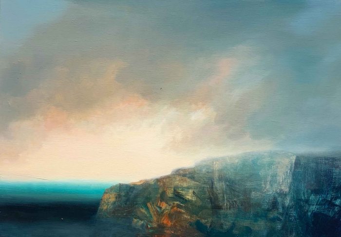 Cliffs. Seascape Landscape Paintings by Charlie Baird. Oil on linen.