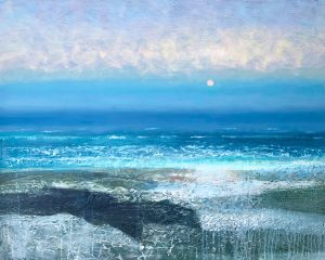 Tide. Seascape  Paintings by Charlie Baird. Mixed media on board.