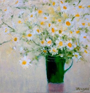Chamomile. Still Life Floral Paintings by Jane Brayne. Oil on panel.