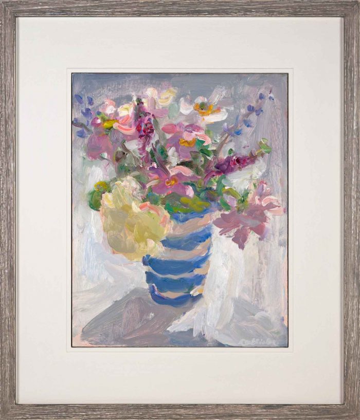 Autumn Roses & Anemones. Still Life Floral Paintings by Lynne Cartlidge. Oil on board.