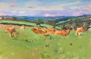 Devon Reds, Morning Light. Birds & Animals Devon Paintings by Maria Rose. Oil on board.