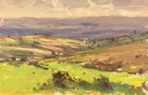 From Haytor. Devon Landscape Paintings by Maria Rose. Oil on board.