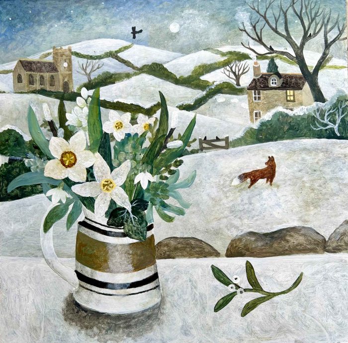 Fox & Striped Jug. Devon Landscape Paintings by Sarah Bowman. .