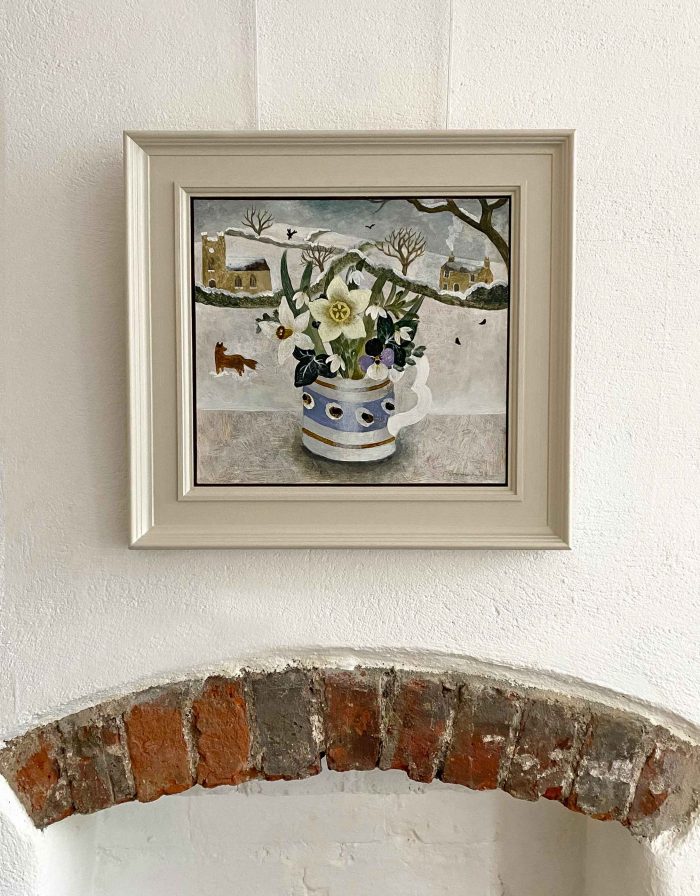 Fox & Church. Birds & Animals Landscape Paintings by Sarah Bowman. Oil on board.