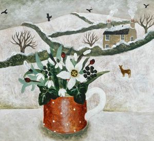 Little Red Cup. Dartmoor Devon Paintings by Sarah Bowman. Oil on board.