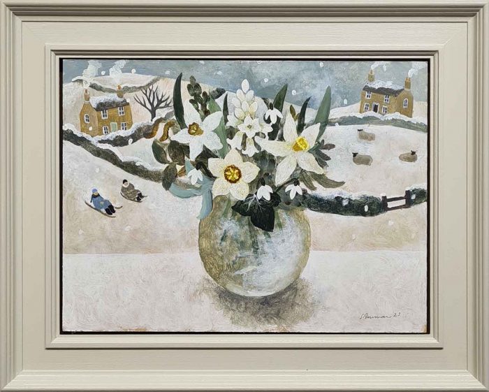 Sledgers. Landscape Still Life Paintings by Sarah Bowman. Oil on board.