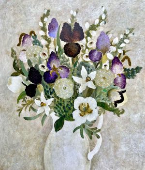 Spring Blooms. Still Life Floral Paintings by Sarah Bowman. Oil on board.