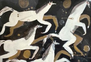 Searching Cosmic Boundaries. Birds & Animals  Paintings by Uncategorised. Gouache on paper.