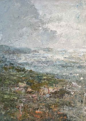 Coastal Walk, Gales. Cornwall Seascape Paintings by Ellen Watson. Mixed media on canvas.