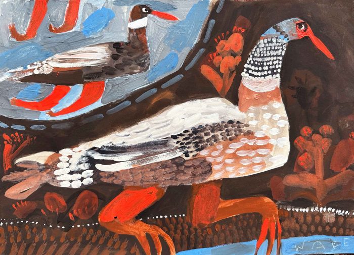 Ducks in the Park at Night. Birds & Animals  Paintings by Uncategorised. Gouache on paper.