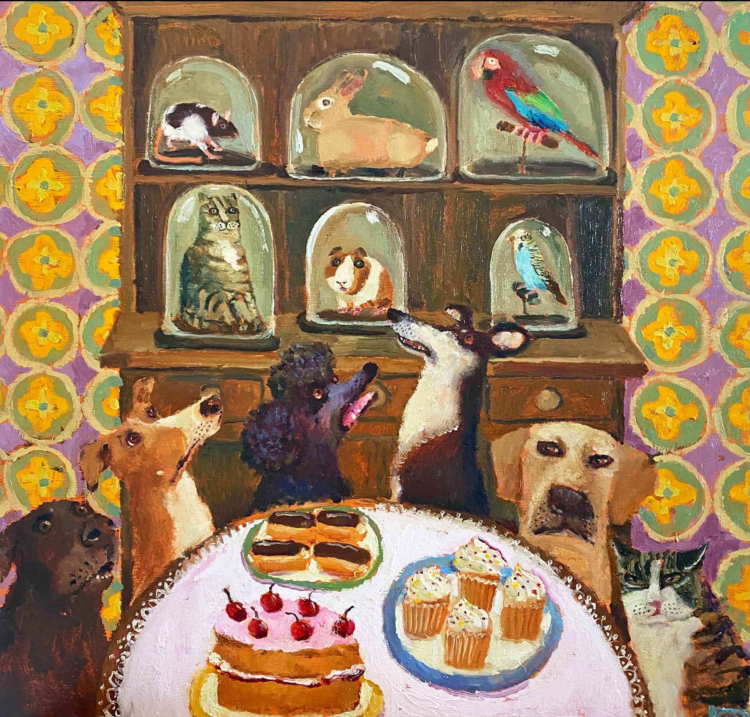 Don't Get Stuffed. Birds & Animals Interiors Paintings by Vanessa Cooper. Oil on board.