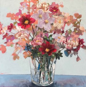 A Profusion of Petals. Still Life Floral Paintings by Anna Perlin. Mixed media on canvas.