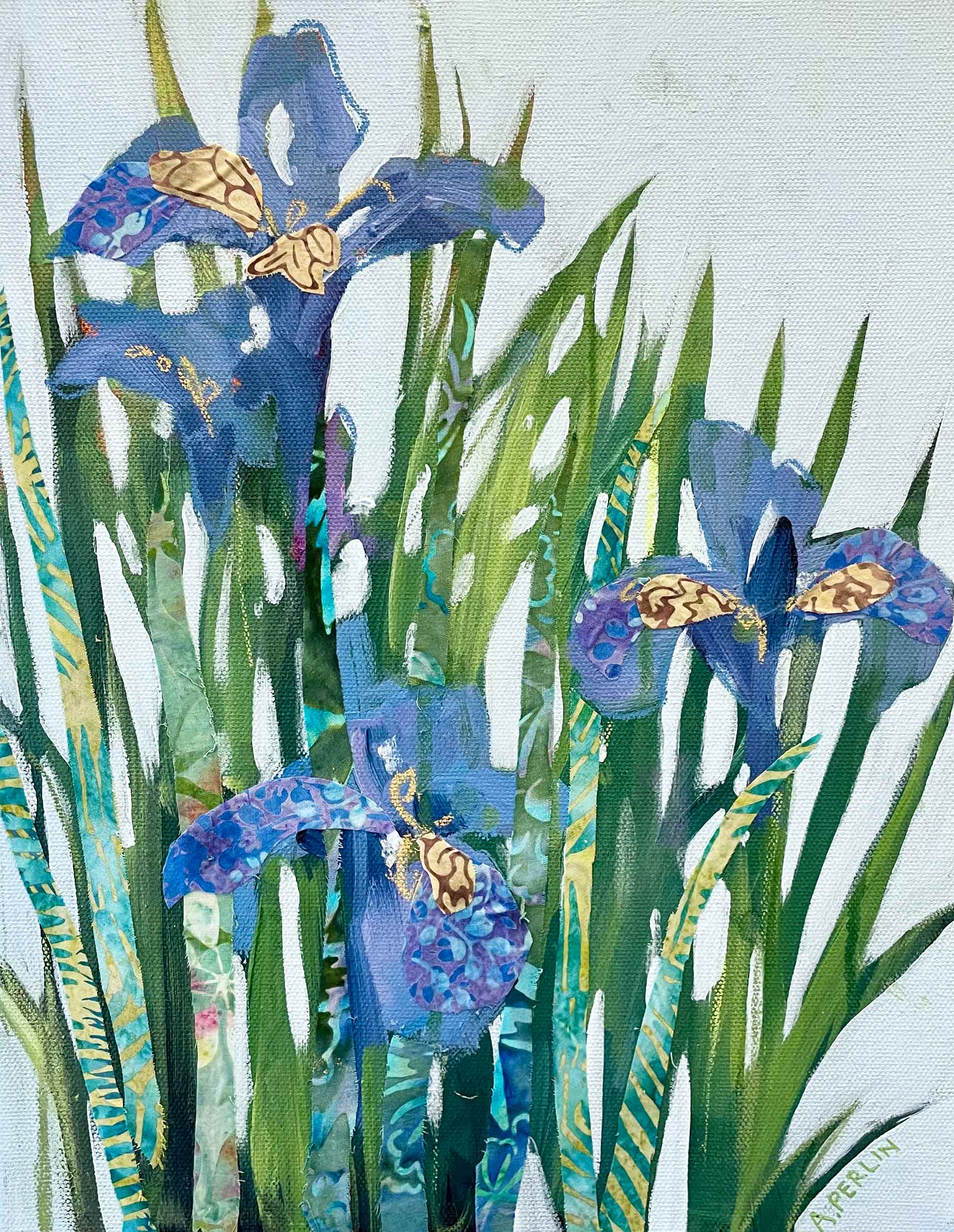 Blue Flag Irises. Floral Paintings by Anna Perlin. Mixed media on canvas. Blue Flag Irises. Floral Paintings by Anna Perlin. Mixed media on canvas.