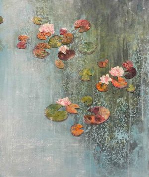 Water Lillies. Floral  Paintings by Anna Perlin. Mixed media on canvas.