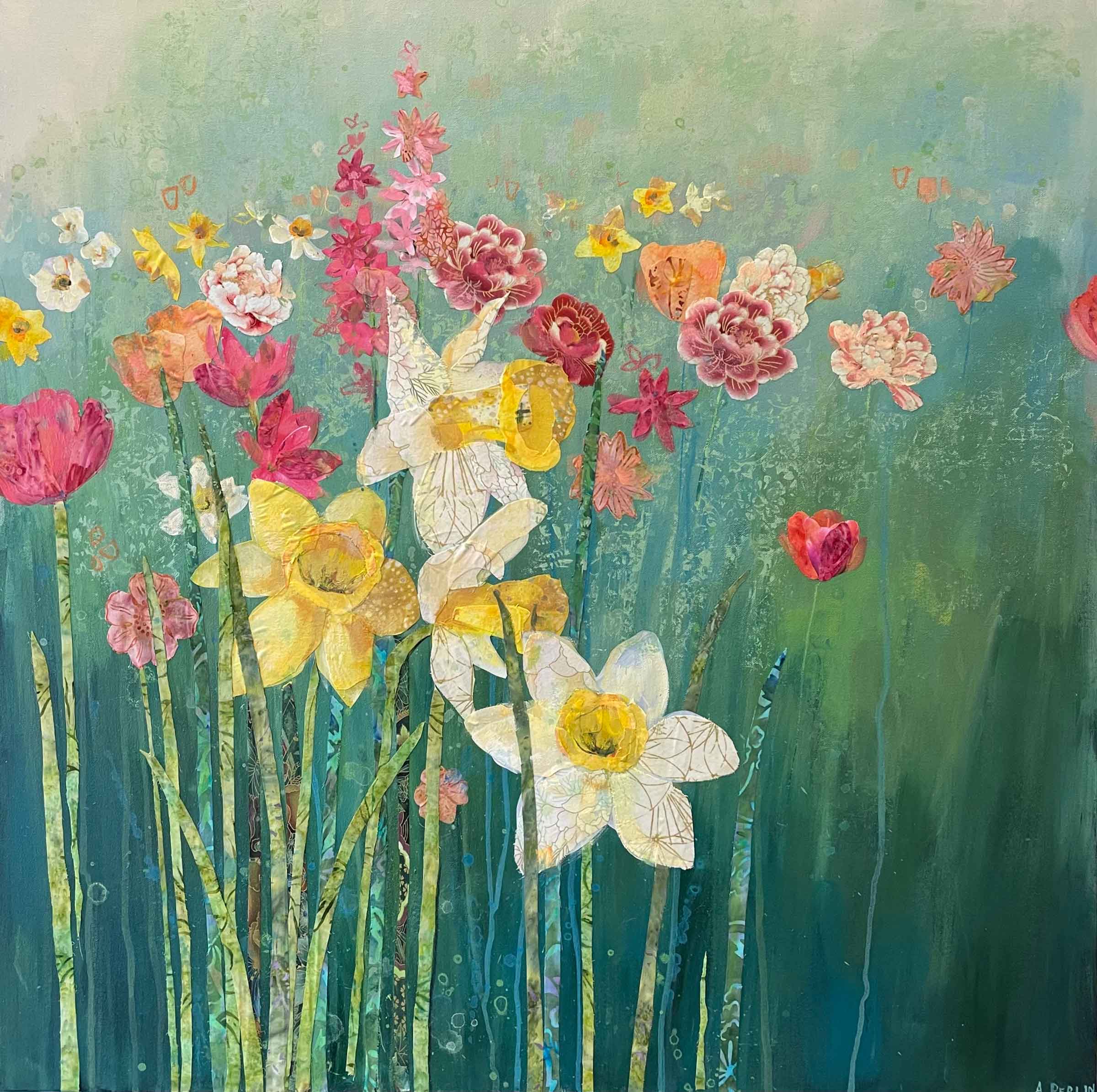 Spring Border. Landscape Floral Paintings by Anna Perlin. Mixed media on canvas. Spring Border. Landscape Floral Paintings by Anna Perlin. Mixed media on canvas.