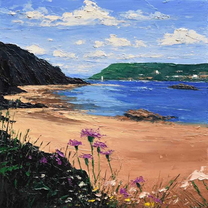 Wild Flowers (Mill Bay). Devon Landscape Paintings by Colin Carruthers. Oil on canvas.