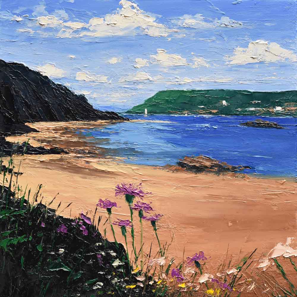 Wild Flowers (Mill Bay). Devon Landscape Paintings by Colin Carruthers. Oil on canvas.