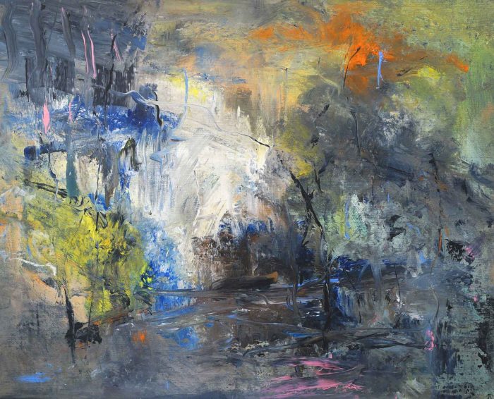 River Bovey, Twilight. Devon Landscape Paintings by James Tatum. Acrylic and oil on canvas.