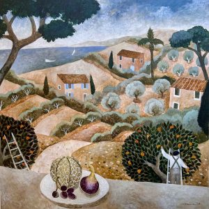 The Fruit Bowl. European Landscape Paintings by Sarah Bowman. Oil on board.