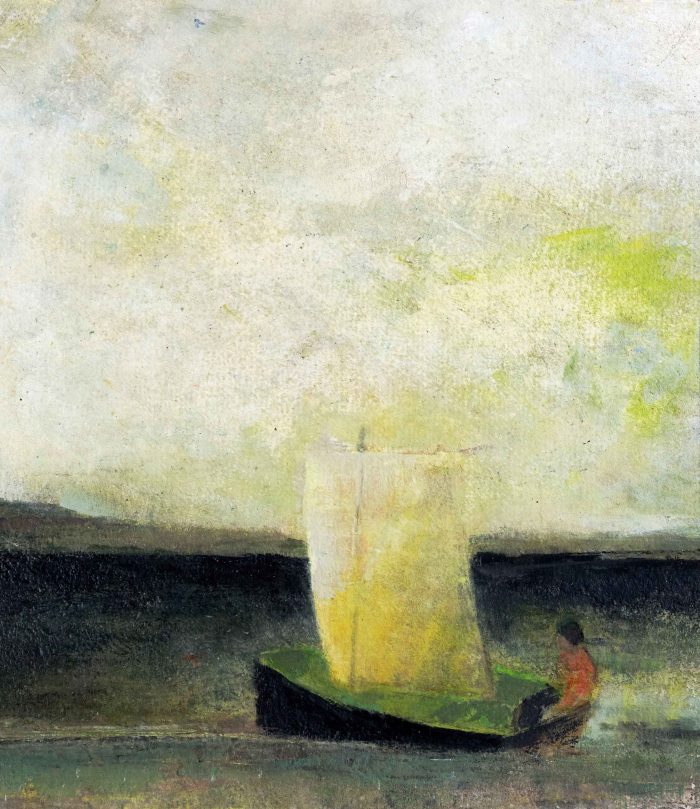 Early Morning Breeze. Seascape Figurative Paintings by David Brayne. Watercolour and mixed media on paper.