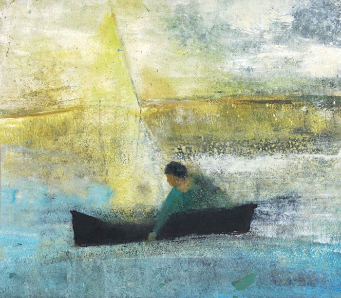 Evening Breeze. Seascape Figurative Paintings by David Brayne. Watercolour and mixed media on paper.