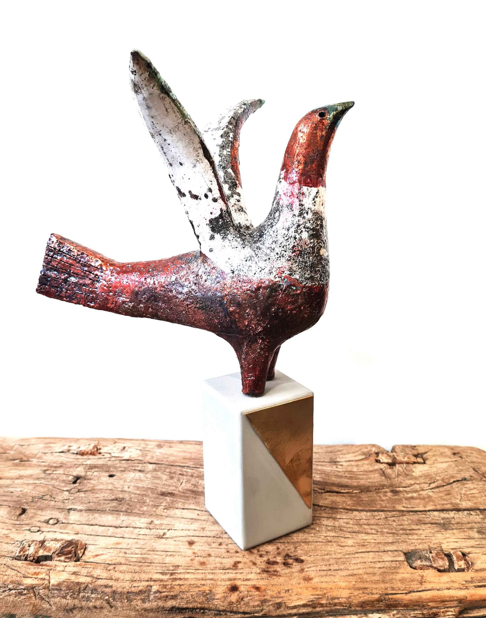 Flying Seabird. Birds & Animals  Ceramics by Henrietta Corbett. Raku ceramic.
