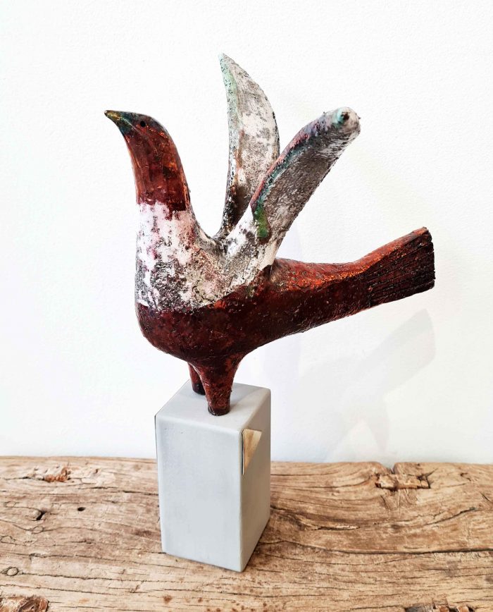Flying Seabird. Birds & Animals  Ceramics by Henrietta Corbett. Raku ceramic.